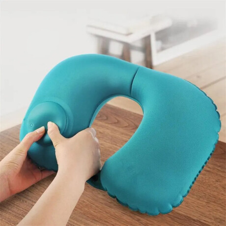 Almohada De Viaje Inflable Con Bomba De Aire Turquesa