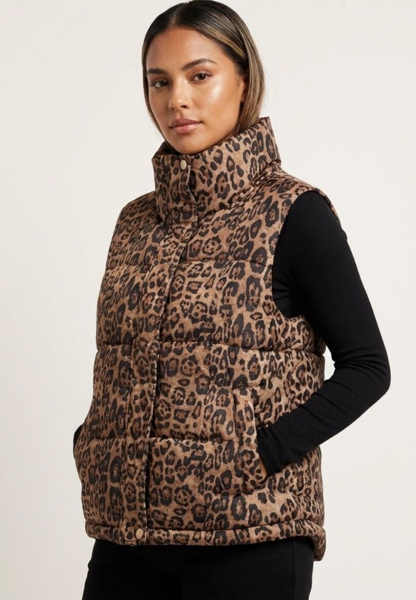 chaleco Print Puffer Marron