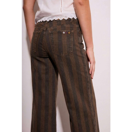 Jean Flared Wide Leg Rayado Chocolate