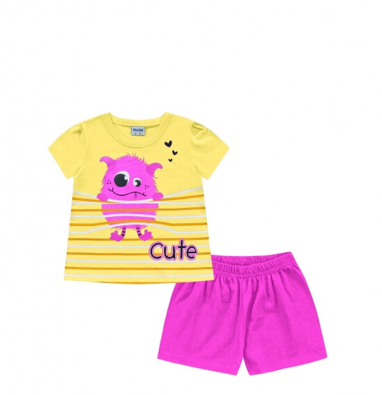Conjunto pijamas para niñas (blusa y shorts) AMARILLO