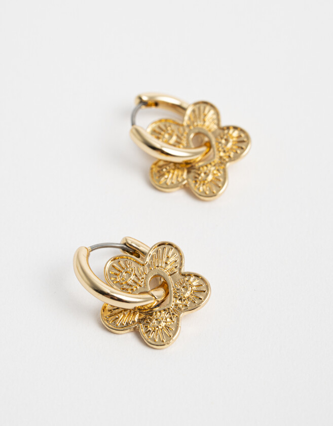 Aros Argollas Flores Aros Argollas De Metal - Dorado