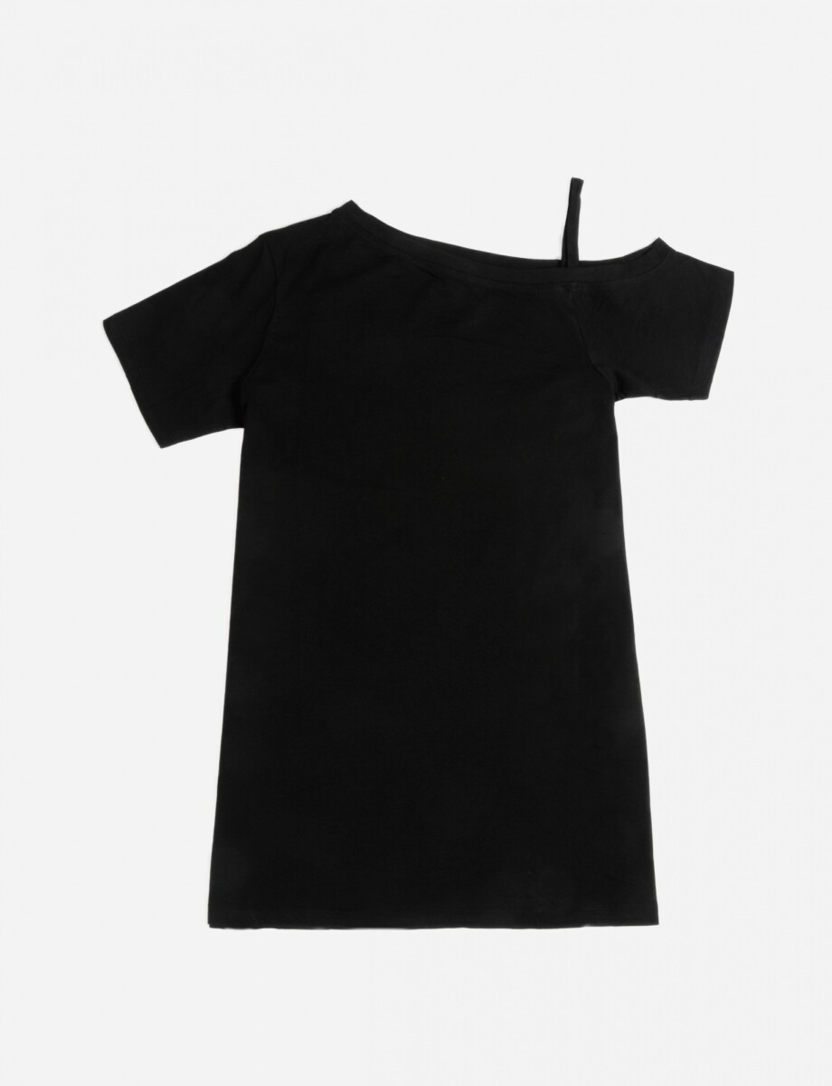 Vestido corto asimétrico - Negro 