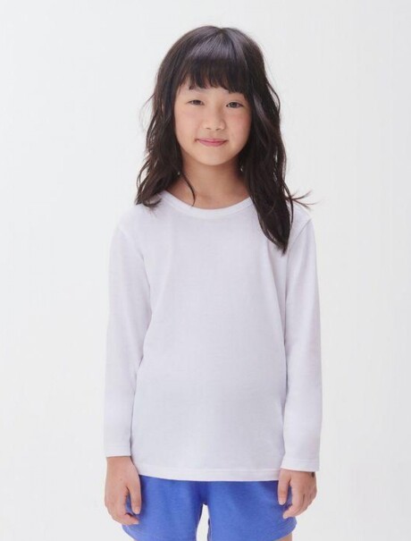 CAMISETA BÁSICA UNISSEX INFANTIL MANGA LARGA BLANCO