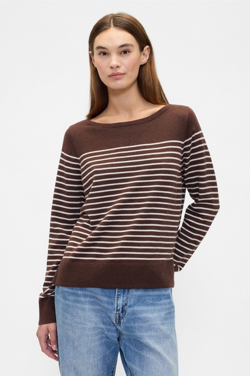 Buzo Cuello Bote A Rayas Mujer Vcc Deep Brown 226