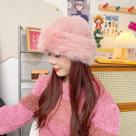 Gorro de Piel Sintética Estilo Cosaco Rosa