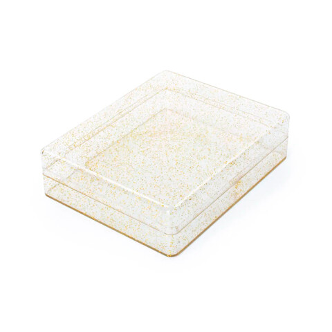 Caja de Acrílico Rectangular con Glitter Oro Caja de Acrílico Rectangular con Glitter Oro