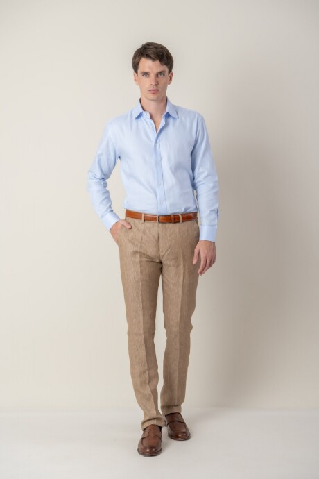 Pantalon de lino Classic Fit Tostado