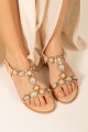 Sandalia con piedras Beige