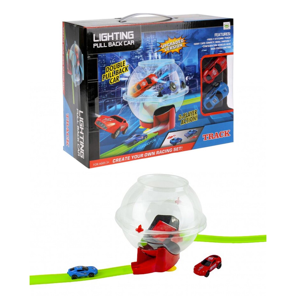 Pista Lanzadora De Autos de Juguete 360 Lighting Pull Back Car 