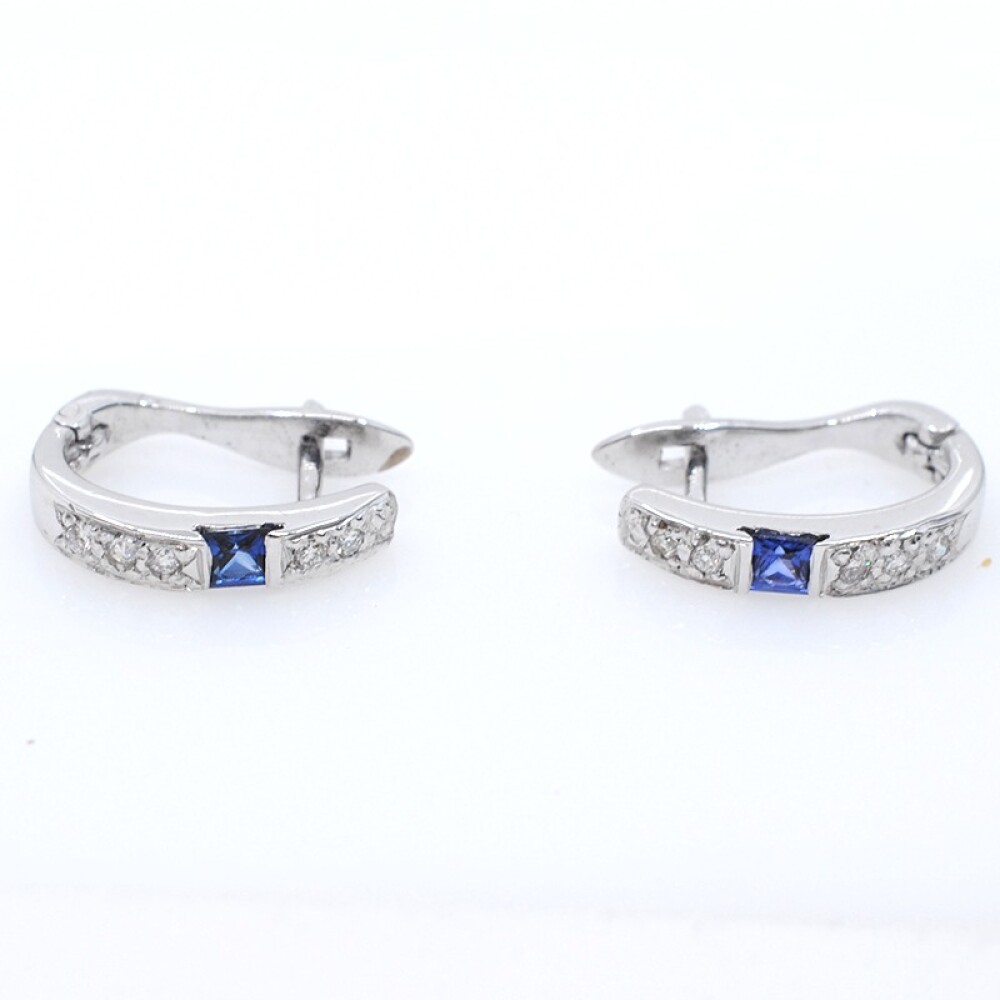 Aros en oro 18k blanco, zafiros y brillantes Aros en oro 18k blanco, zafiros y brillantes