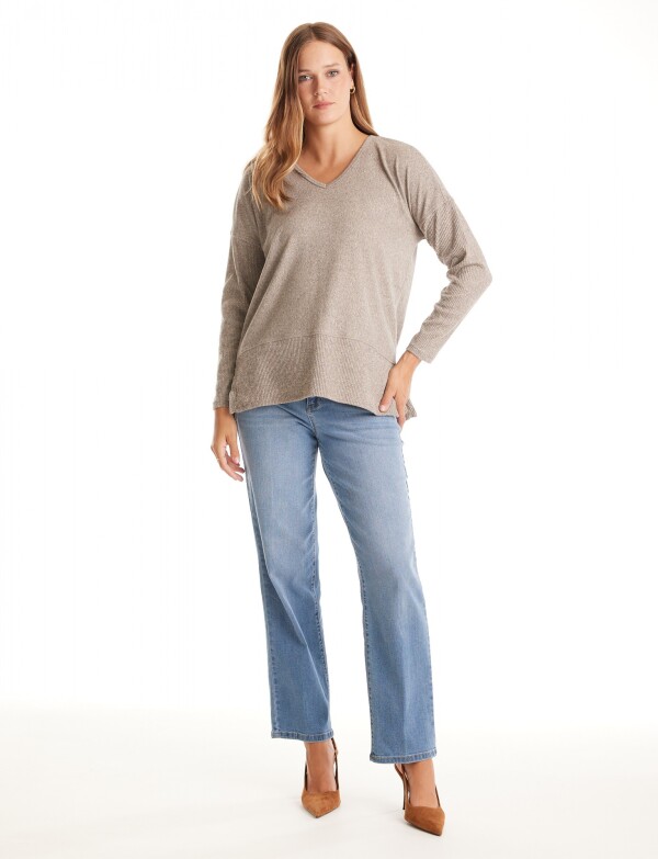 Buzo Soft Escote V BEIGE