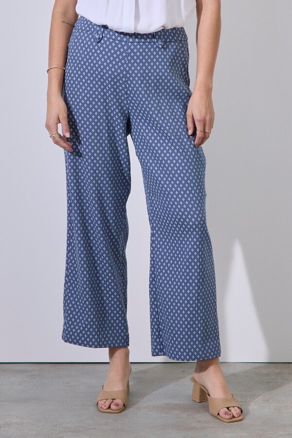 Pantalon Flores AZUL/BLANCO