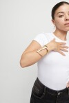 PULSERA RÍGIDA DE ALEACIÓN DE MATALES BAÑADO EN PLATA DE LEY ESTRUCTURA MANTARRAYA CON TOPACIOS Pulsera