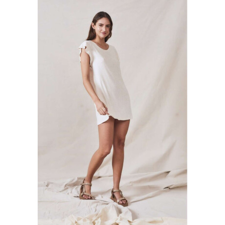 Vestido Algodon Lino Beige Melange