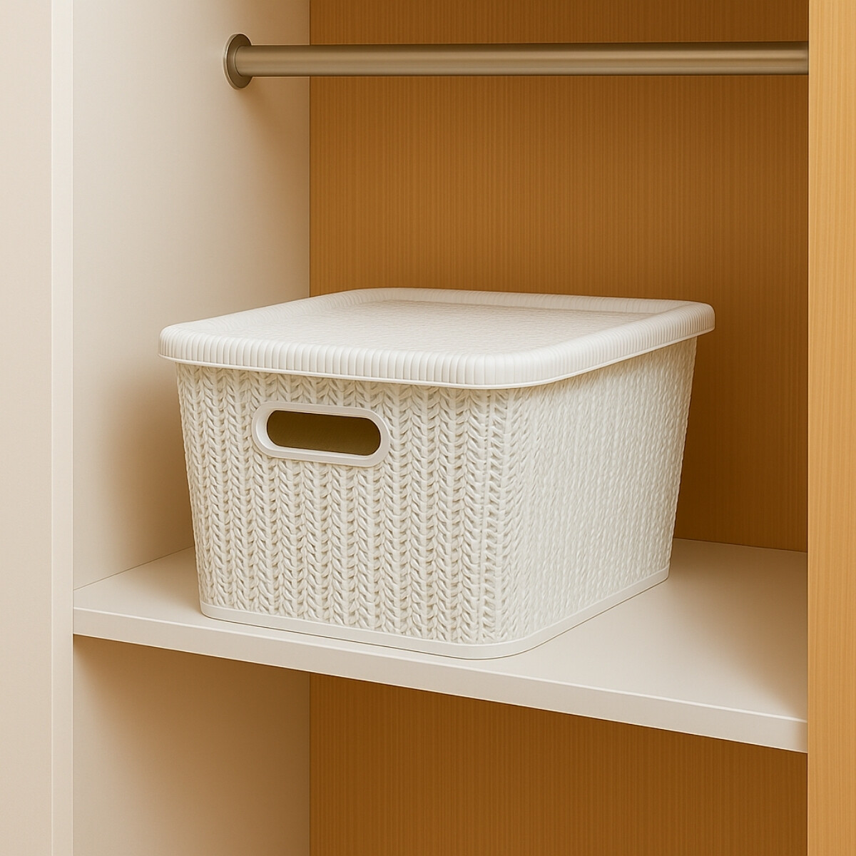 Caja organizadora símil ratán 20lt - BLANCO 