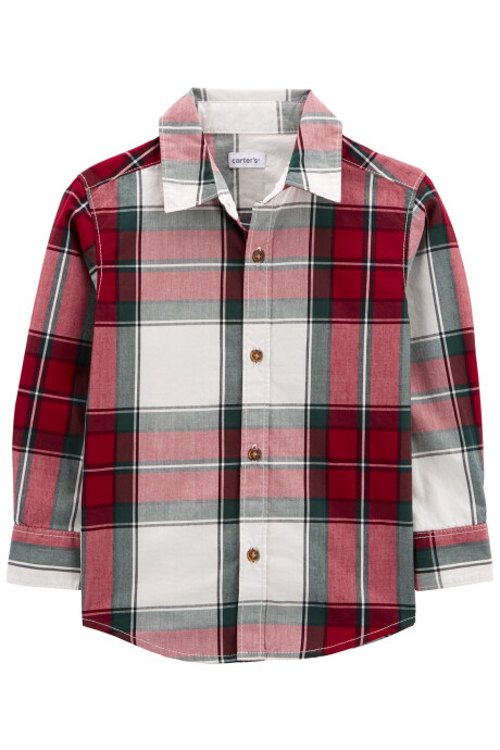 Camisa de popelina manga larga diseño a cuadros Sin color