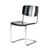 Silla de Comedor Metal Cromado y Madera - Moon Negro