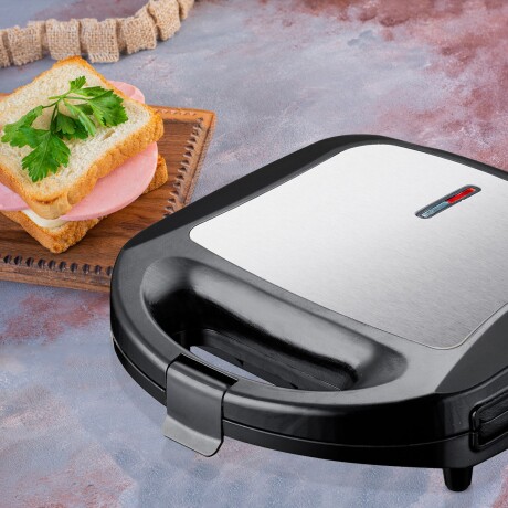 Sandwichera Eléctrica Antiadherente Termostato Segura Plata/negro