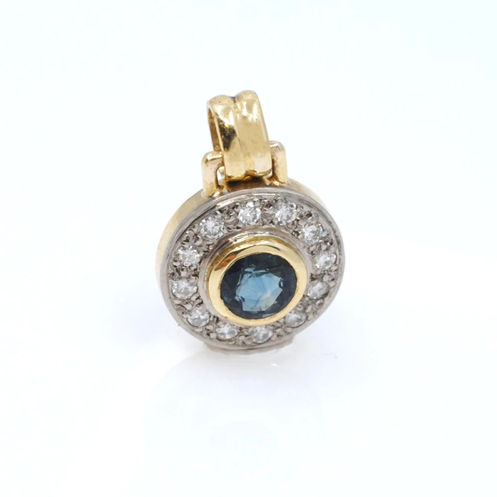 Colgante en oro 18k brillantes y zafiro Colgante en oro 18k brillantes y zafiro