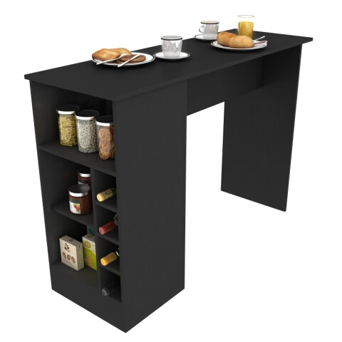 Mueble Barra Desayunador con Estantería y Vinera - MDP Grafito