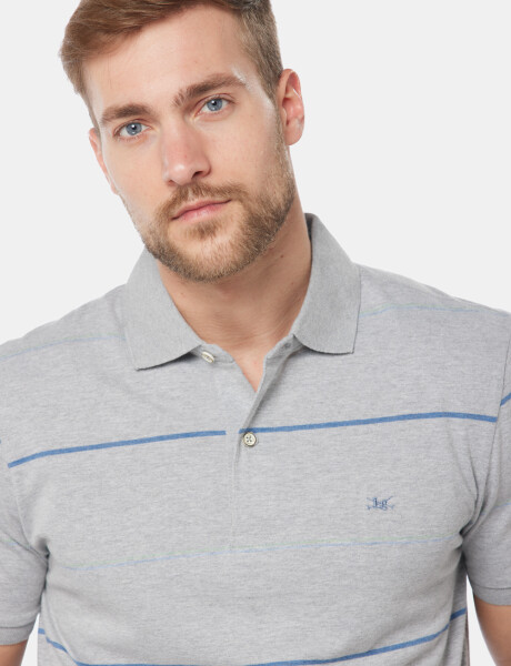 REMERA POLO RAYADA Gris