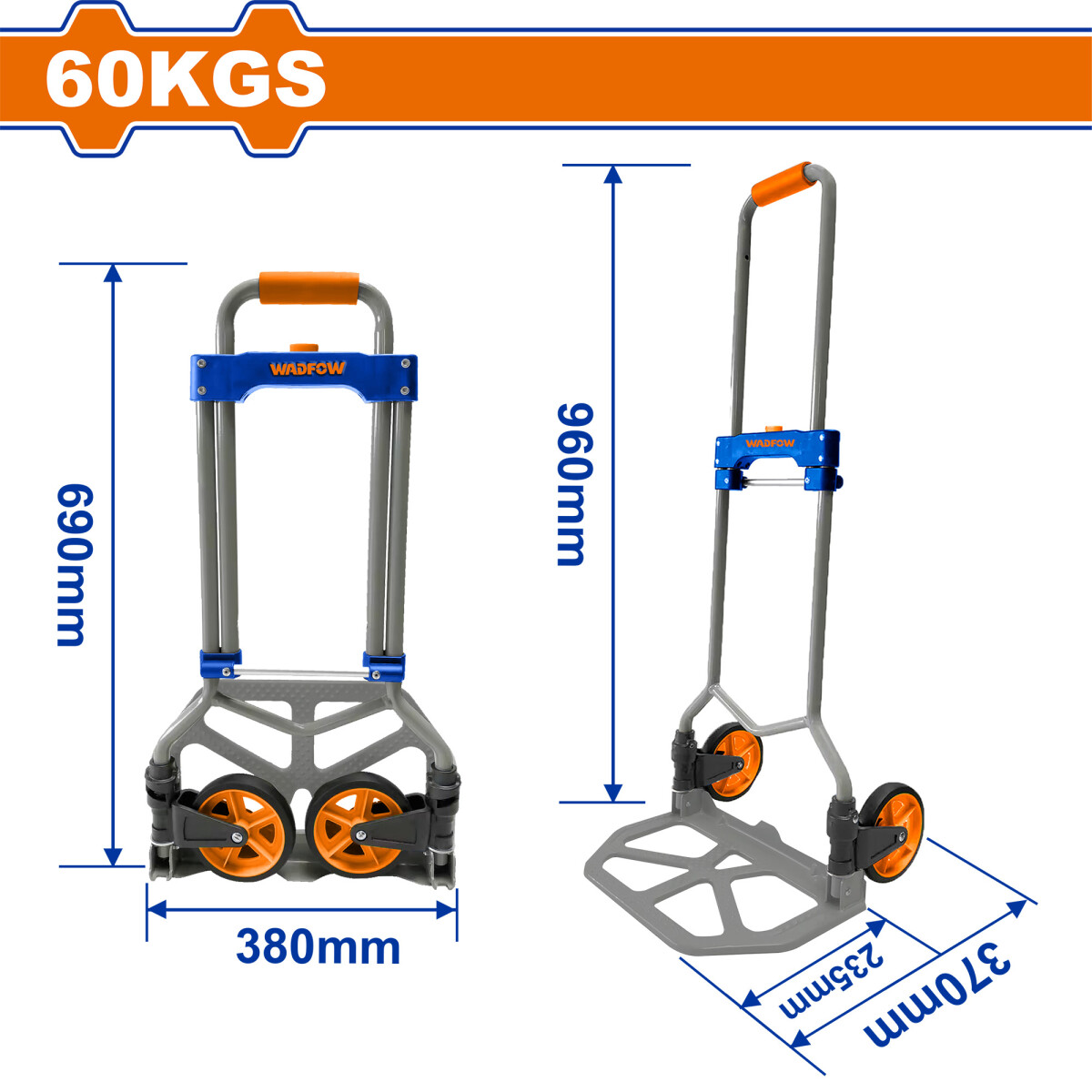 CARRO DE CARGA PLEGABLE 60KG 960MM WADFOW WWB9A06 