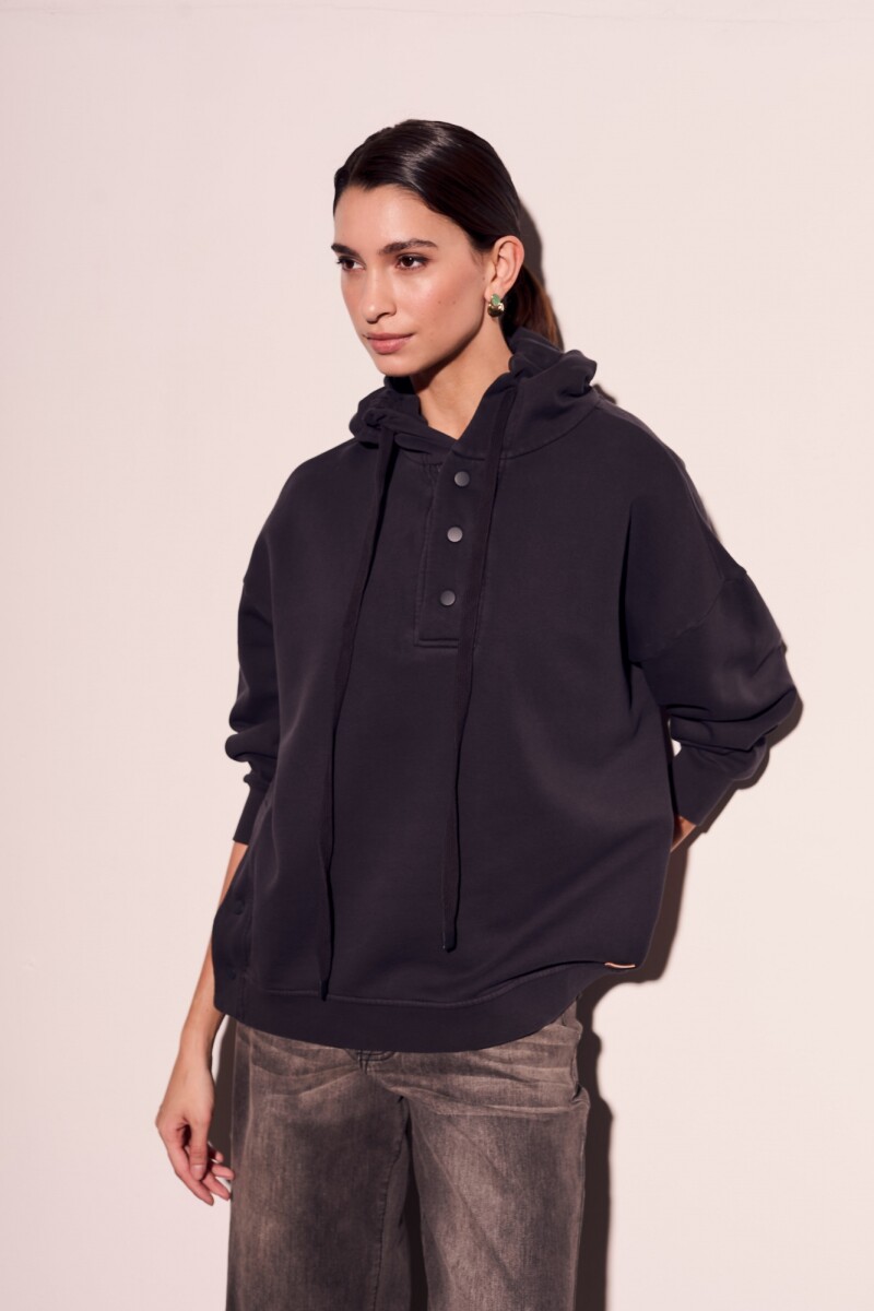 Sweater Capucha Lavado - Negro Lavado 