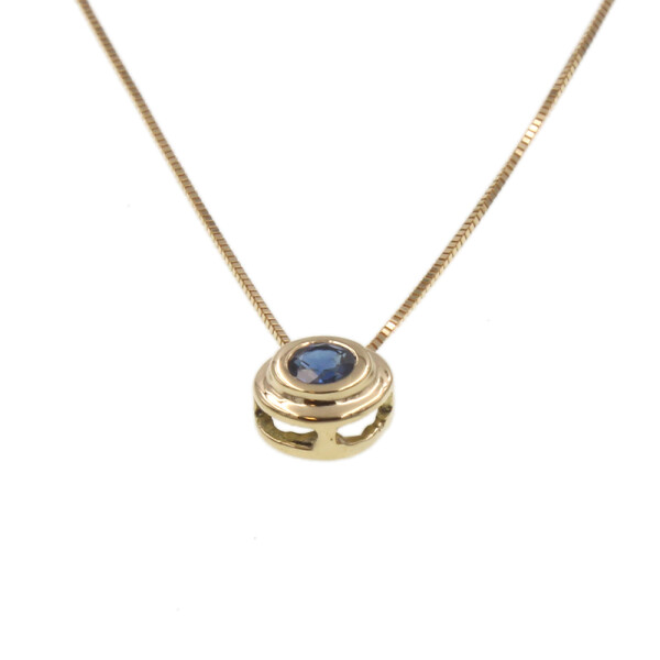 Colgante Zafiro doble virola con cadena de oro amarillo 18k Colgante Zafiro doble virola con cadena de oro amarillo 18k