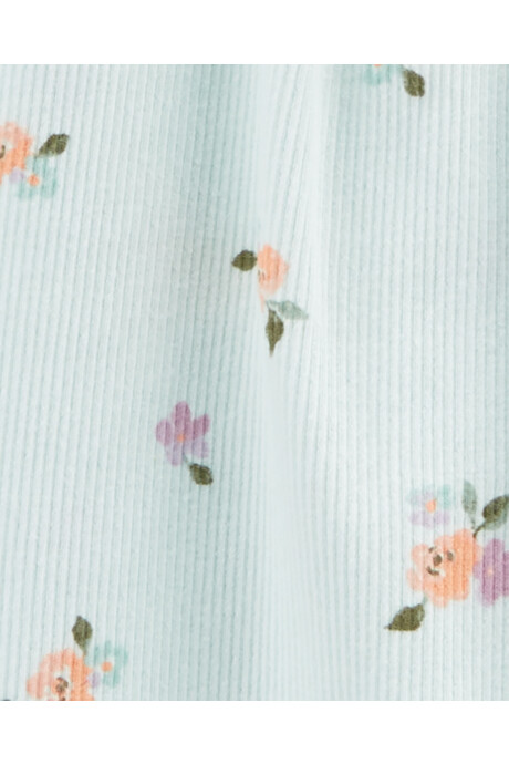 Pijama una pieza de algodón con pie diseño flores Pijama una pieza de algodón con pie diseño flores