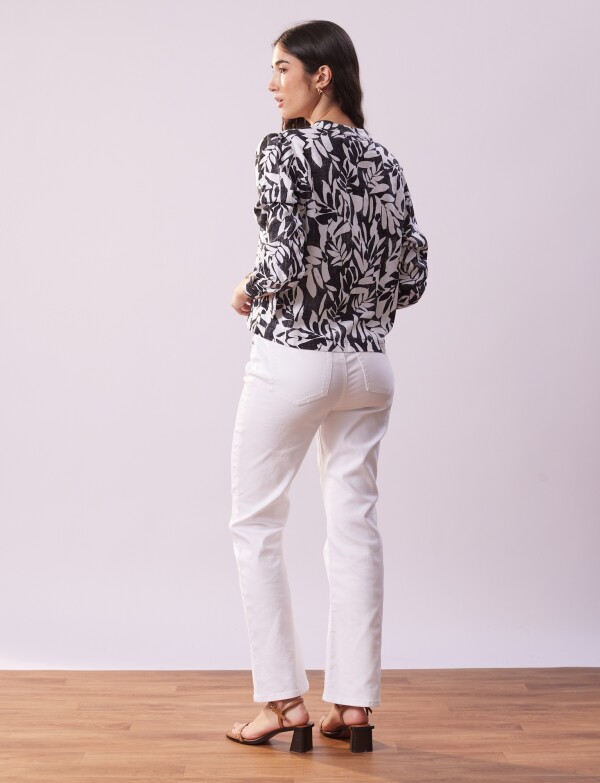 Chaqueta Lino Print NEGRO/BLANCO