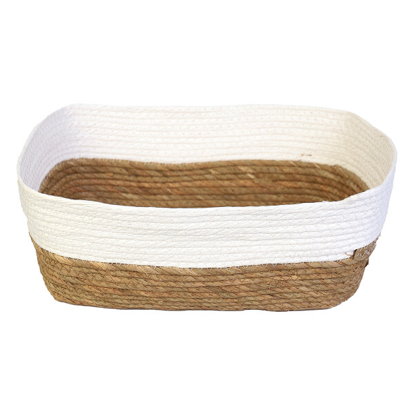 CESTO DE FIBRA NATURAL 35X28X13 CM BLANCO BLANCO