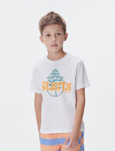 CAMISETA DE NIÑO MANGA CORTA ESTAMPADA BLANCO