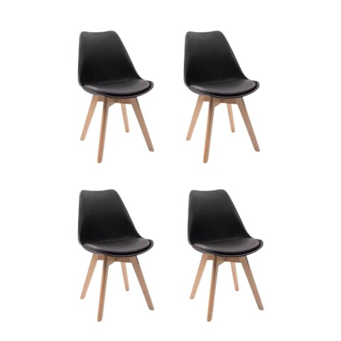 Silla De Comedor Set X4 Eames Nordica De Madera Nueva Asiento Acolchado Relleno Espuma Nuevo Imback Color Negro Silla De Comedor Set X4 Eames Nordica De Madera Nueva Asiento Acolchado Relleno Espuma Nuevo Imback Color Negro