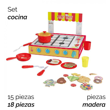 Set Cocina 15pzas Plasticos + 18 Madera 1152xa Unica