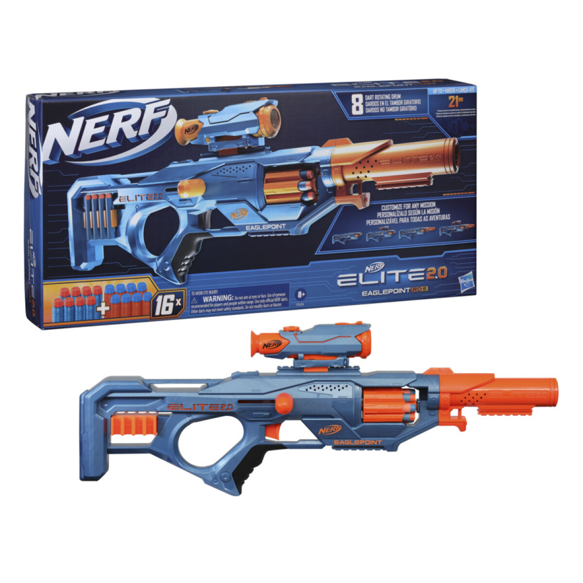 Pistola Lanzador Nerf Elite 2.0 Eaglepoint RD-8 8 Dardos - 001 