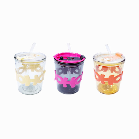 Vaso de vidrio HOHO con sorbito 350ml Vaso De Vidrio Hoho Con Sorbito 350ml