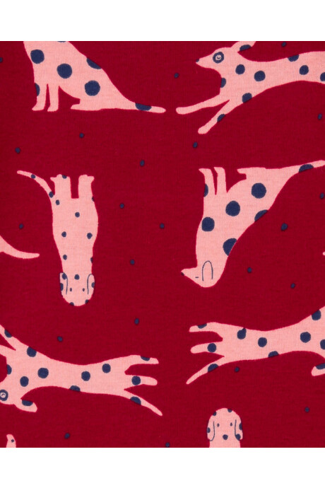 Pijama cuatro piezas de algodón, dos remeras y dos pantalones diseño dálmata Sin color