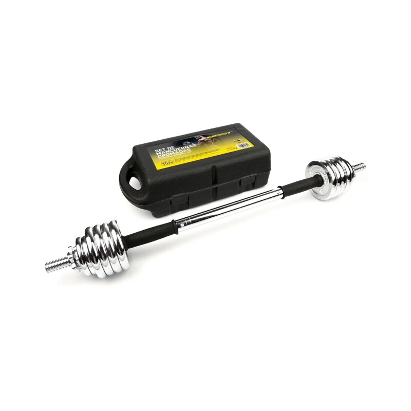 Set de Mancuernas cromadas en estuche 15kg totales Best Set de Mancuernas cromadas en estuche 15kg totales Best