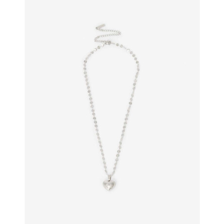 Cadena De Acero Dije Corazón Plateado