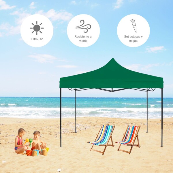 Gazebo Plegable 3x3 Para Playa o Jardín Autoarmable Color Verde Gazebo Plegable 3x3 Para Playa o Jardín Autoarmable Color Verde