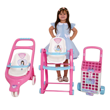 Kit Accesorios Para Muñecas Cochecito + Silla + Carrito 1