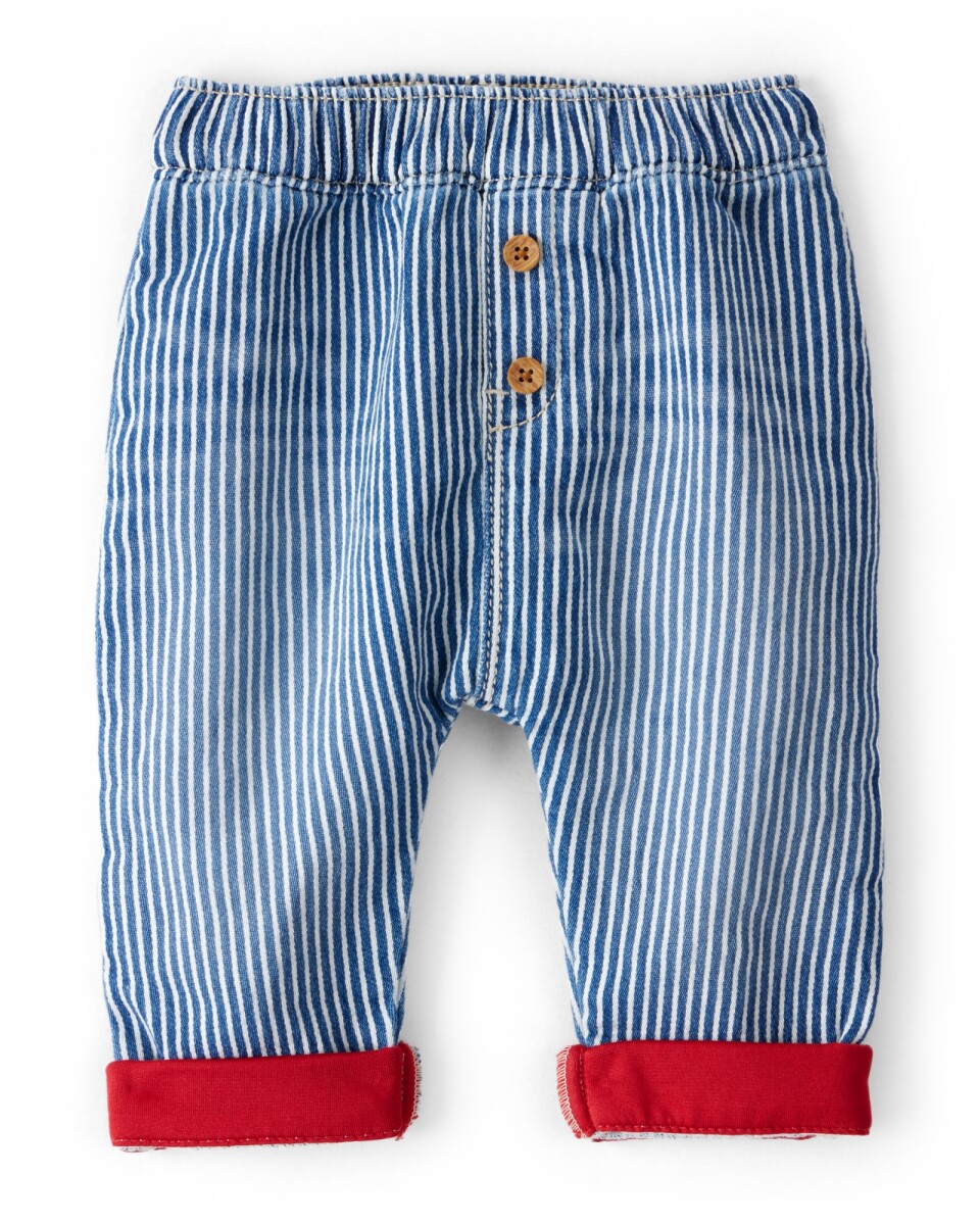 Pantalón con bolsillo oso y diseño a rayas 