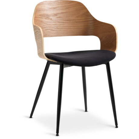 Silla De Comedor Hvidovre Tela Negro/Roble