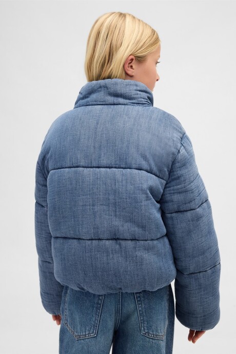 Campera De Jean Puffer Niña Medium Wash