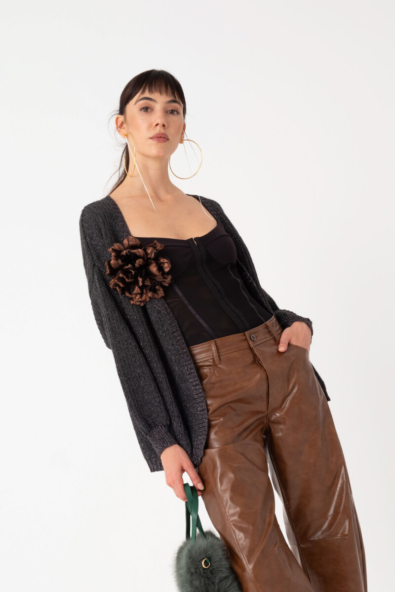 Cardigan con Lurex Gris