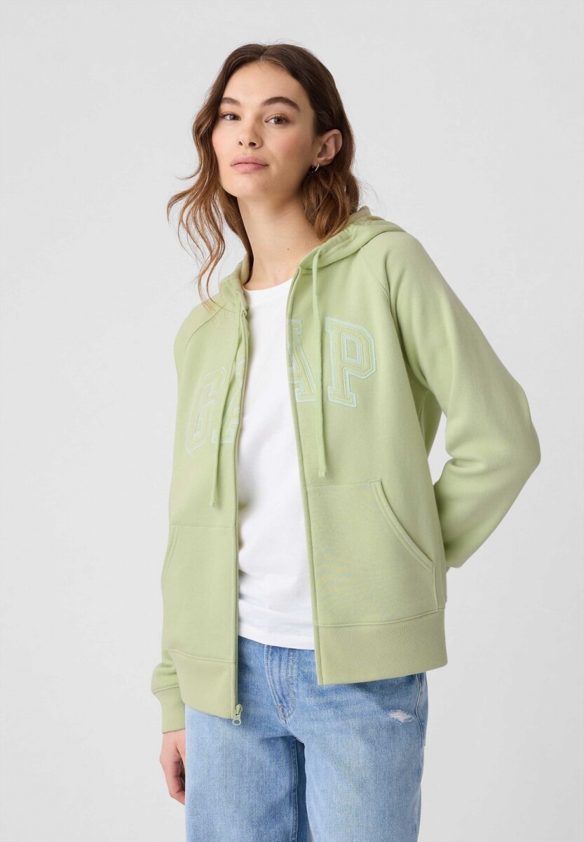 Canguro Con Cierre Logo Gap Con Felpa Mujer - Matcha Green 