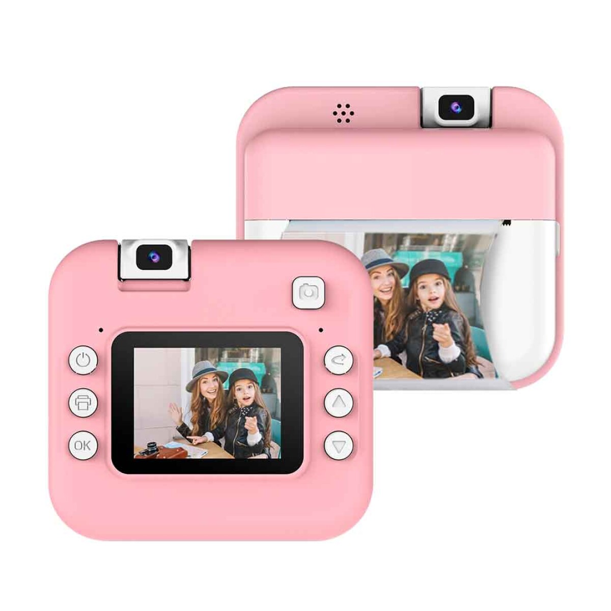 Cámara de fotos instantánea doble modo recargable - ROSADO 
