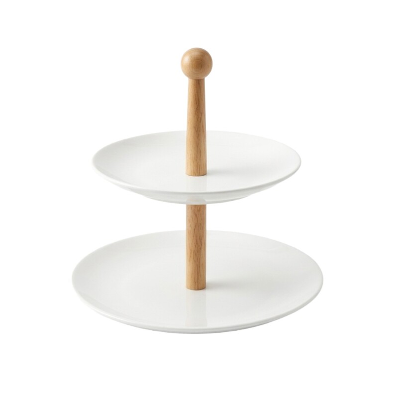 BANDEJA CERAMICA BLANCA 2NIV 19.5+25X27CM Unica