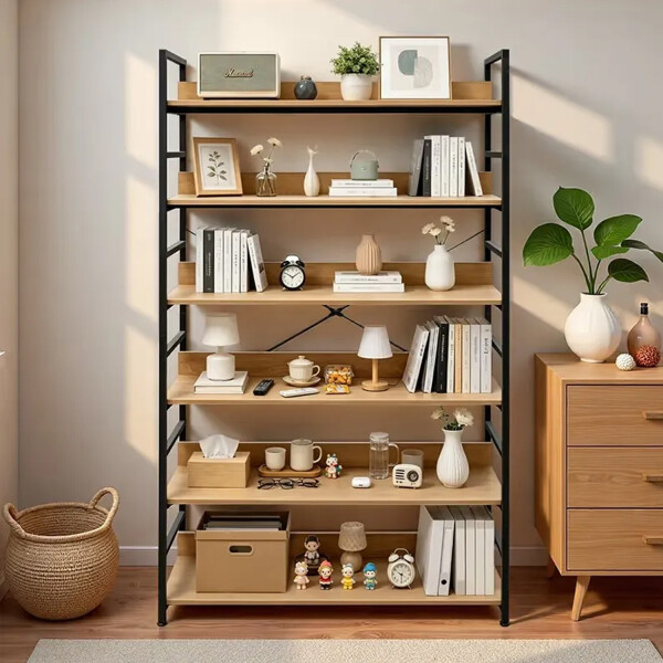 Estantería Multiuso Movi Mdf Y Metal 6 Estantes Esh0046 ESTANTERIA MOVI MADERA HIERRO ESH0046