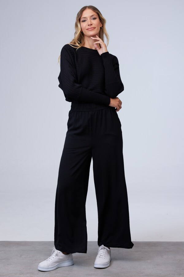 Pantalon Crepe Wide Leg NEGRO